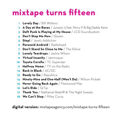 1. Campus / Vampire Weekend 2. The Revolution Will Not Be Televised / Gil Scott-Heron 3. Technologic / Daft Punk 4. Move On / Jet 5. Truckin' / Grateful Dead 6. Coffee Mug / Descendents 7. Apartment / Young the Giant 8. King of Pain / The Police 9. Windy / The Association 10. Hey Brother / Avicii 11. So Fresh, So Clean / OutKast 12. Party in the U.S.A. / Miley Cyrus 13. Love Train / The O'Jays 14. Ten Years Gone / Led Zeppelin 15. Thank You / Dido 16. The Future / De La Soul